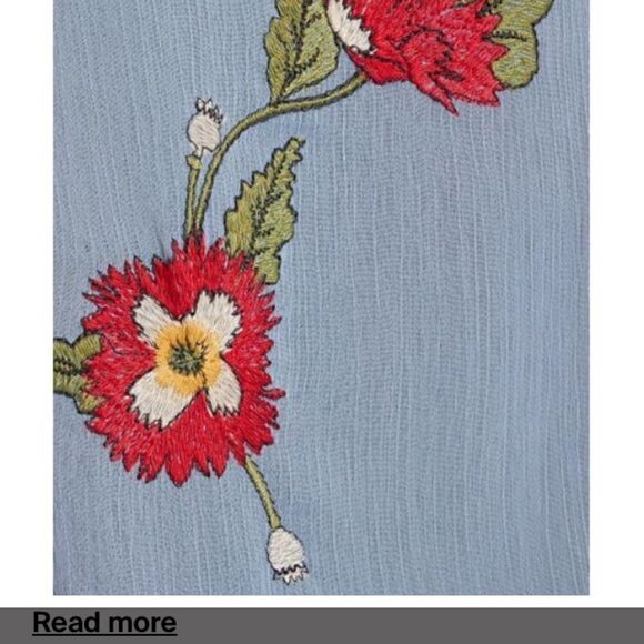 Rag and Bone Jolene embroidered spaghetti strap lined blue Chiffon Midi Dress 8 - Picture 8 of 9